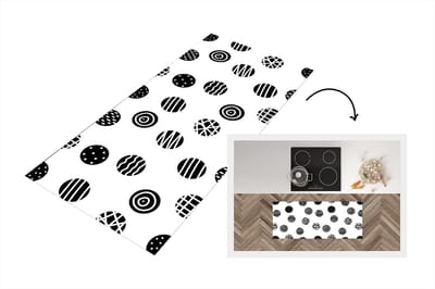 Keukenloper - Loper keuken - Patronen - Stip - Zwart Wit - 120x50 cm - Keukenloper vinyl