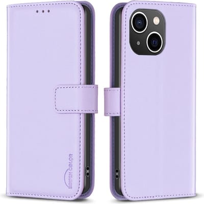 BINFEN Hoesje - Geschikt voor iPhone 13 / 14 Hoesje - BINFEN Color Book Case - Lavendel