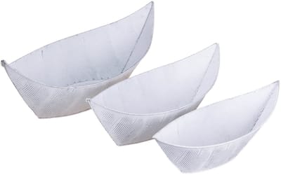 Bloempot, bootvormig, metaal, wit/zilver, 54,5/48/42 cm, set van 3
