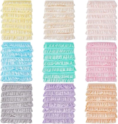 Elastische geplooide kanten rand, 45 m, 9 kleuren, 15 mm - rekbaar kantband voor naaien, DIY handwerk en kledingdecoratie