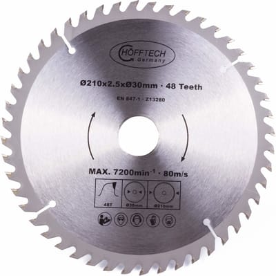Hofftech Zaagblad cirkelzaag - Ø 210 mm - 48 tanden - Inclusief verloopringen