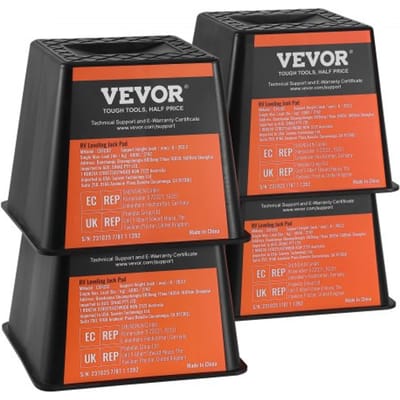 VEVOR Trailer Jack Block RV-reisaccessoires, 4-pack krikken, 2721 kg capaciteit per RV-nivelleringsblok, voor elke krik, paal, voet en vijfde wiel