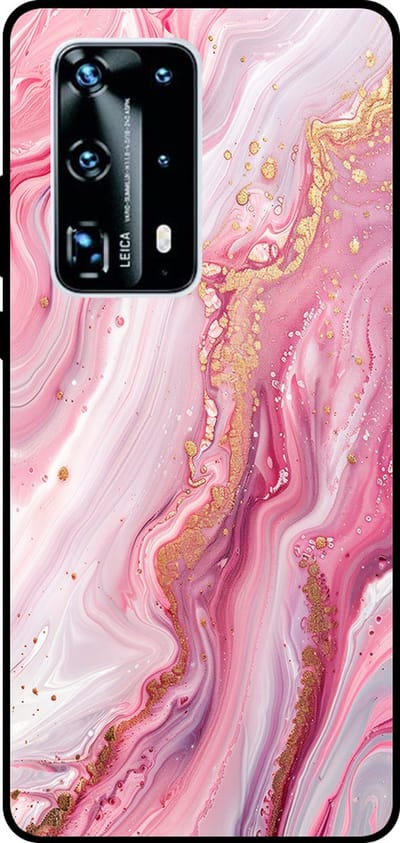 Smartphonica Telefoonhoesje Geschikt voor Huawei P40 Pro Plus met marmer opdruk - TPU backcover case marble design - Roze geschikt voor Huawei P40 Pro Plus