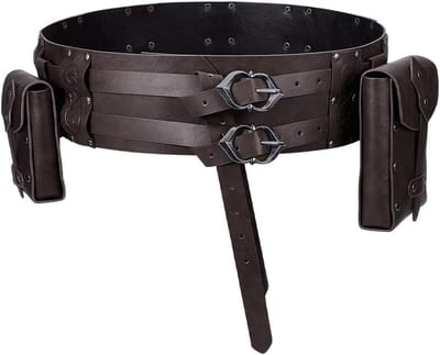 Middeleeuwse Heuptas Set met 2 PU Leren Portemonnees voor Cosplay Accessoires en Kostuums, Bruin Kokosnoot