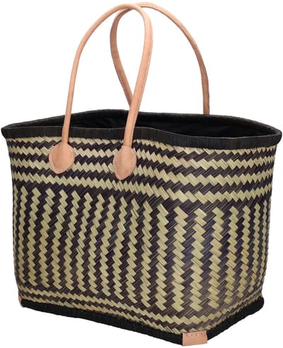 Beagles Bozaka Rieten Mand - Ruime en Functionele Boodschappenmand Strandtas met Stijlvol Design - Zwart