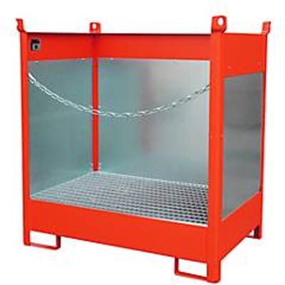 Stapelpallet voor vaten Bauer FSP-2 G, spatbeschermingswand 3-zijden, voor 2 x 200 l vat, rood