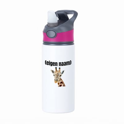Hacebo® - giraffe met eigen naam waterfles met rietje roze - Giraffe - giraffe liefhebbers - dieren liefhebber - leuk cadeau voor iemand die houdt van giraffen - cadeau - kado - water fles - 650ML