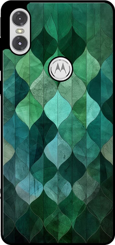 Smartphonica Telefoonhoesje Geschikt voor Motorola One P30 Play met groene bladeren opdruk - TPU backcover case green leaf design - Groen geschikt voor Motorola One P30 Play