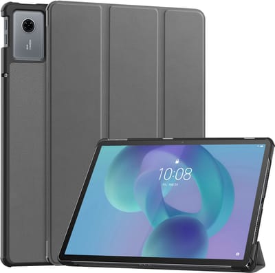 Hoesje - Geschikt voor Lenovo Idea Tab - Dun & Stevig - Hardcover Book Case - Trifold Bookcase Hoes - Hard Cover - Tablethoes - Grijs