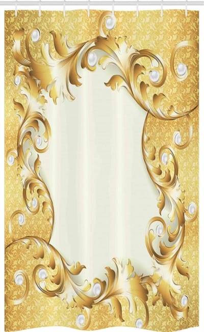 ABAKUHAUS Douchegordijn – 120x180 cm – Crèmegeel, Bloemenversiering