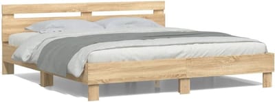 Bedframe met led - Slaapkamer meubel - Ontspannen slapen - Hoofdeinde met verlichting - 180 x 200 cm - Sonoma eiken