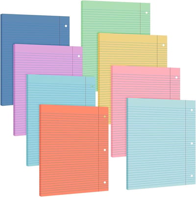 Losbladig papier - Vulpapier notitieboek - Studie en werk organiseren - 8 verschillende kleuren - 400 vellen - Candy kleuren