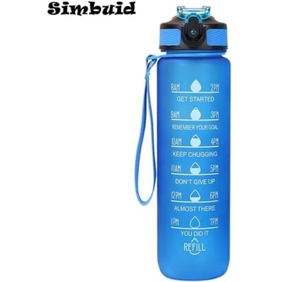 1 Liter Grote Capaciteit Sport Waterfles met Tijdregistratie Rietje Lekvrij Vergrendelende Klapdeksel voor Buiten Fitness 900-1000ML