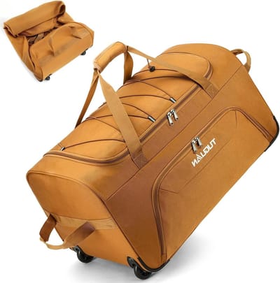Grote Vouwbare Reistas met Wielen, 110L Roller Koffer voor Reizen, Handbagage, Bruin, 71.5cm