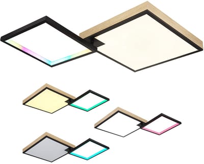 Plafondlamp woonkamerlamp plafondlamp eetkamerlamp slaapkamerlamp, metaal MDF houtlook, dimbare afstandsbediening CCT, LED 40W 2000Lm 2700-6500K, L 85,5 cm