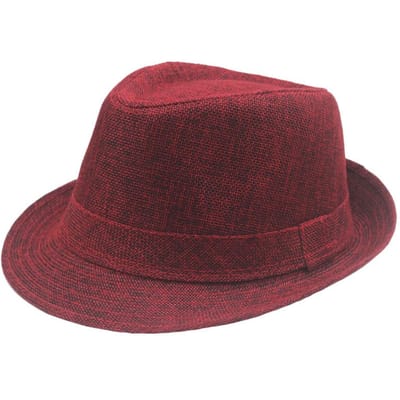 Middelgrote Linnen Gekrulde Jazz Hoed Zomer Britse Klassieke Stijl Hoge Hoed Buiten Gebruik Effen Effen Linnen Zonneklep Hoed Feest Fedoras Pet