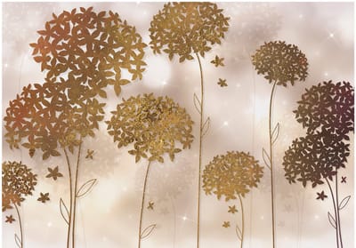 Fotobehangkoning - Behang - Vliesbehang - Fotobehang Gouden Tuin - Art - Golden Garden - 300 x 210 cm