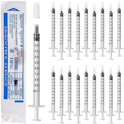 60 stuks 0,5 ml spuit met dop, 1 ml plastic spuit zonder naald, ideaal voor het verzamelen en meten van vloeistoffen, geschikt voor laboratoria en dierenvoeding
