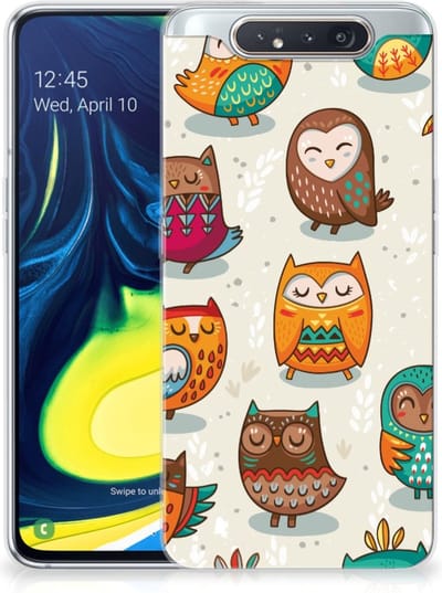 Samsung Galaxy A80 TPU Hoesje Vrolijke Uilen