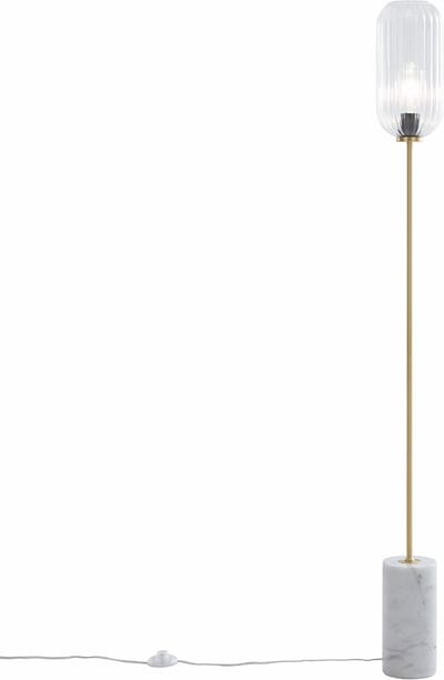 QAZQA rid - Art Deco Vloerlamp | Staande Lamp - 1 lichts - H 150 cm - Messing - Woonkamer | Slaapkamer | Keuken