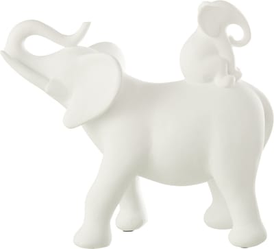 J-Line decoratie Olifant Draagt Baby - polyresin - wit