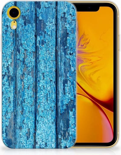 Apple iPhone Xr Bumper Hoesje Wood Blue