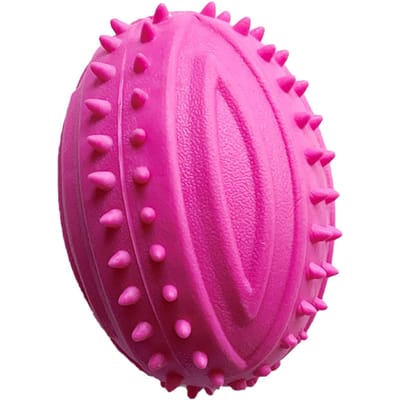 Hond Rugbybal Speelgoed Bijtbestendig Tanden Slijpen TPR Interactief Hond Kauwspeelgoed voor Kleine Honden pink