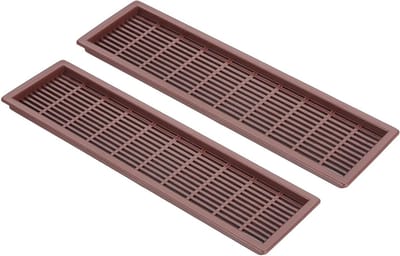 Ventilatierooster Rechthoekig - Ventilatiehoes Plastic - Kast Ontluchting - Gestreept Gatenontwerp - 225 x 65 mm - Bruin