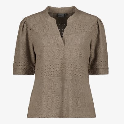 TwoDay dames blouse met halflange mouwen bruin - Maat S