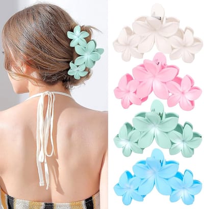 4 stuks Grote Bloem Haarspangen - Anti Slip Heldere Bloem Haarclip voor Vrouwen Meisjes Zomer Strand Boho Kapsel Accessoires
