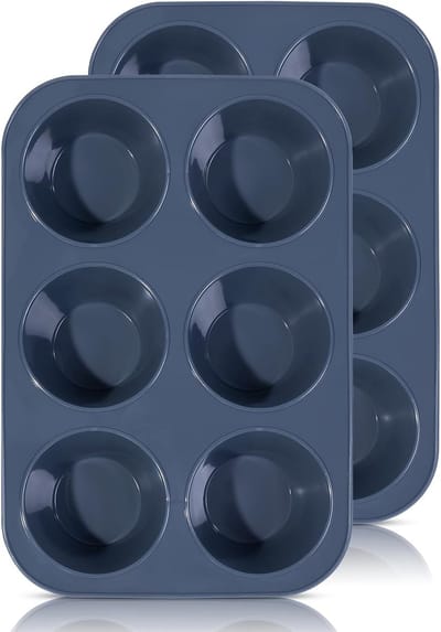 Famanu – Grote siliconen muffinvorm voor 6 extra grote muffins cupcakes brownies en broodjes 27,8 x 19 cm