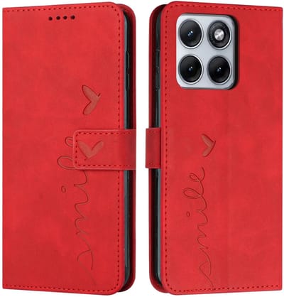 Coverup Hoesje - Geschikt voor Motorola Moto G37 / G37 Power / G47 Hoesje - Coverup Smile Book Case - Rood