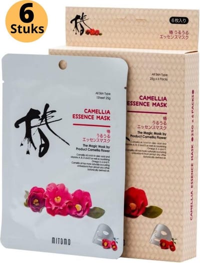 Mitomo Camellia Flower Gezichtsmasker - Gezichtsmasker Verzorging - Face Mask Beauty - Face Mask Japans - Gezichtsverzorging Dames - Japanse Gezichtsmaskers - Rituals Skincare Sheet Mask - 6 Stuks