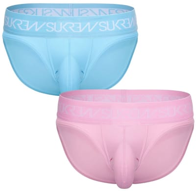 SUKREW Classic Brief Multipack 1x Breeze Blue + 1x Summer Pink - MAAT XS - Heren Ondergoed - Slip voor Man - Mannen Brief