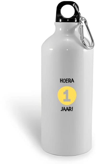 Hacebo® - Hoera 1 jaar waterfles - Verjaardag - Jarigen - verjaardagscadeau - baby - Happy birthday - water fles - 400ML