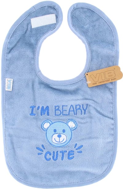 VIB® - Slabber 'I'M BEARY CUTE' dusty blue - Babykleertjes - Baby cadeau - zwangerschap aankondiging - geboorte cadeau
