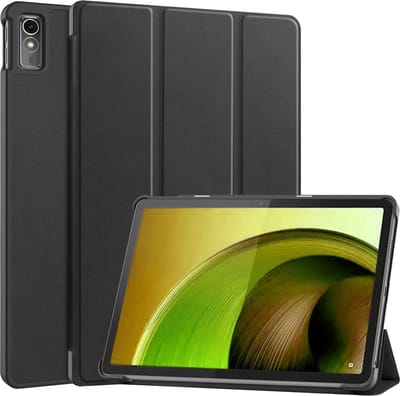 Hoes - Geschikt voor Lenovo Tab M10 5G - Dun & Stevig - Trifold Bookcase - Hard Cover - Hardcover Book Case - Tablet Hoesje - Zwart
