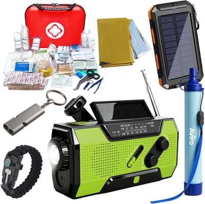 Brixy Noodpakket - Compleet Overlevingspakket - Noodradio 5000mAh - Solar Powerbank 10.000mAh - Waterfilter - EHBO-Pakket - Waterfilter - Warmtedeken - 2x Survival Armband - Noodfluit - Vluchttas - 72 Uur - Oorlog, Stroomuitval & Rampen