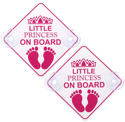 JHUBERS- Waarschuwingsborden 2 stuks - Baby Veiligheid - Autobumper Sticker - Herbruikbare Zuignappen - Roze - Duurzaam PP - Autosticker