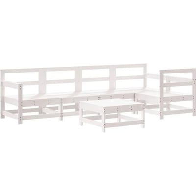 vidaXL - 6-delige - Loungeset - massief - grenenhout - wit