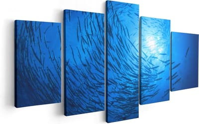 Artaza Canvas Schilderij Vijfluik Zwerm Vissen in de Oceaan - 100x50 - Foto Op Canvas - Canvas Print