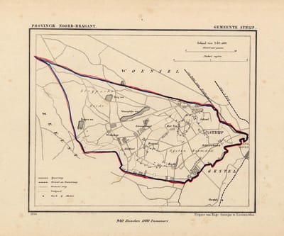 Historische kaart, plattegrond van gemeente Strijp in Noord Brabant uit 1867