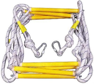 Touwladder - Veiligheidsladder Evacuatie - Noodsituatie Ontsnapping - Vlamvertragend Materiaal - 25 Meter - Wit