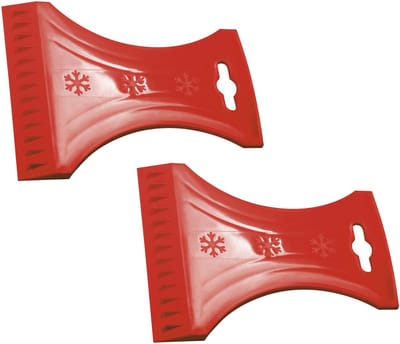 Prosperplast IJskrabber / raamkrabber - 2x - voor auto ramen - Rood - Kunststof - 10 x 13 cm - Ruitenkrabber