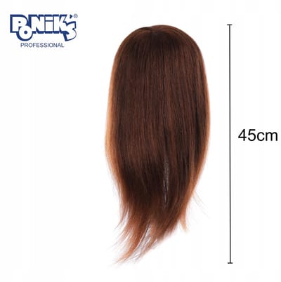 Poniks Hoofdmassagepop - Trainingshoofd Model voor Haarstyling - Natuurlijke Haren 45cm