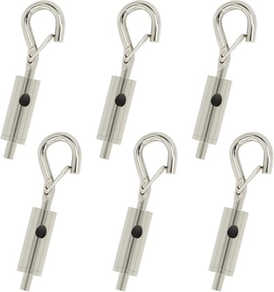 Set Van 6 Spanschroeven met Haak - Spanschroef met Haak en Oogje - Ontwerp met Kogelvergrendeling - Draagbare - Voor 1/16"–3/32" Gegalvaniseerde / 304 / 316 - Op Spanning Brengen Van Kabels, Touw en Kettingen
