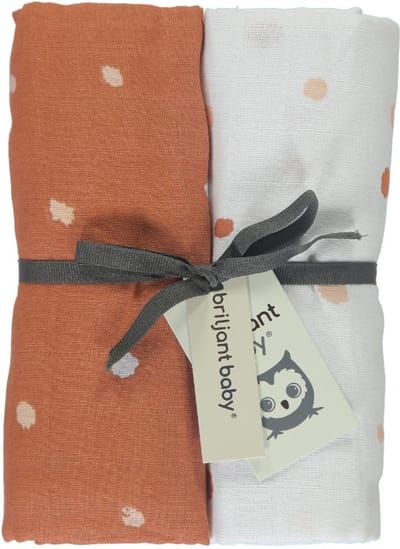 Briljant Baby Multidoek Hydrofiel XL Sunny - Swaddle - Inbakerdoek - 120 x 120 - Terra - 2 Stuks
