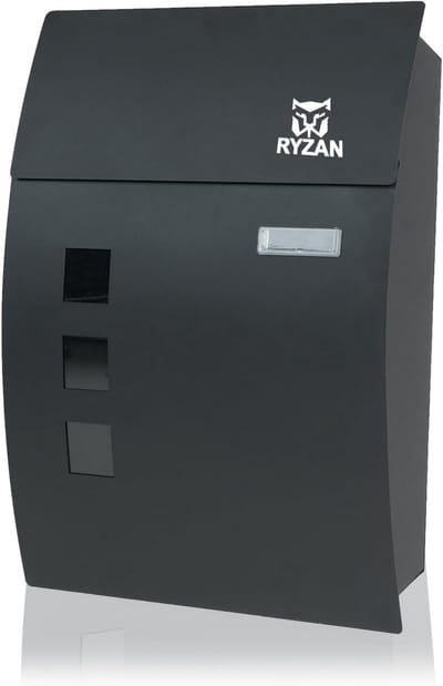 RYZAN Wandgemonteerde waterdichte brievenbus grote stalen brievenbus modern ontwerp pakketdoos brievenbus pakketdoos voor post buiten brievenbus met 2 sleutels 32 x1 0x45cm, antracietgrijs