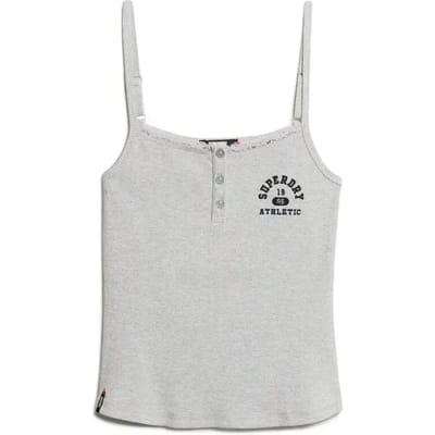 Superdry Athletic Essentials Cami Topje met Knopen en Print Grijs Grootte: 42-44