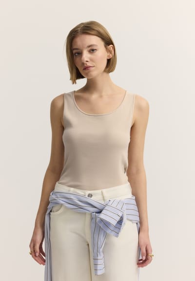 Bugatti Damen Top van katoen-stretch met ribbelpatroon